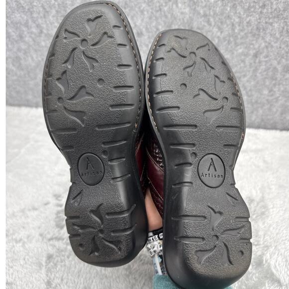 Clarks Artisan Burgundy Brown Woven Leather Buckle Slip On Clog Women 7 - Picture 8 of 8